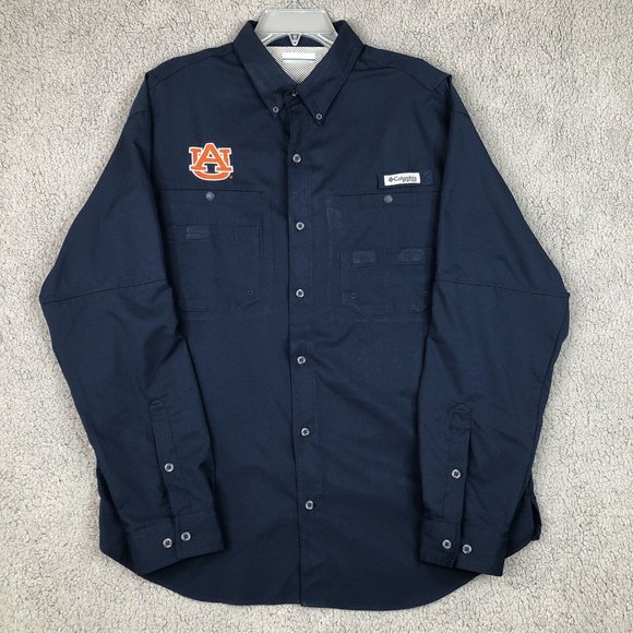 Columbia Other - Columbia PFG Mens Auburn Tigers Long Sleeve Vented Fishing Shirt Sz Large Navy